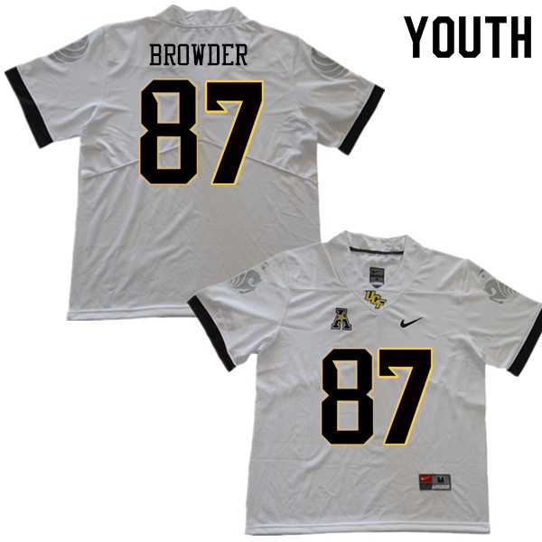 Youth #87 Charlie Browder UCF Knights College Football Jerseys Sale-White - Click Image to Close